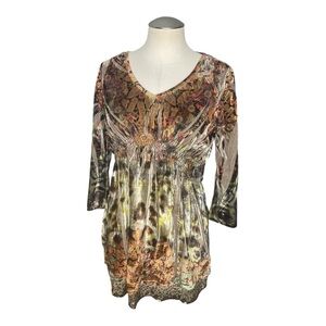 Live and Let Live Boho Tunic Dress | Size S | Floral Flowy Top